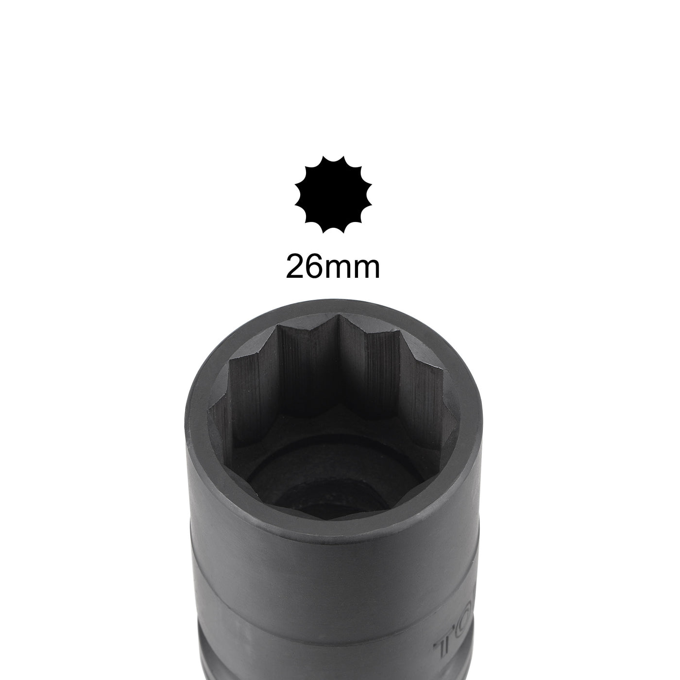uxcell Uxcell 3/4" Drive 26mm 12-Point Impact Socket, CR-MO Steel 56mm Length, Standard Metric