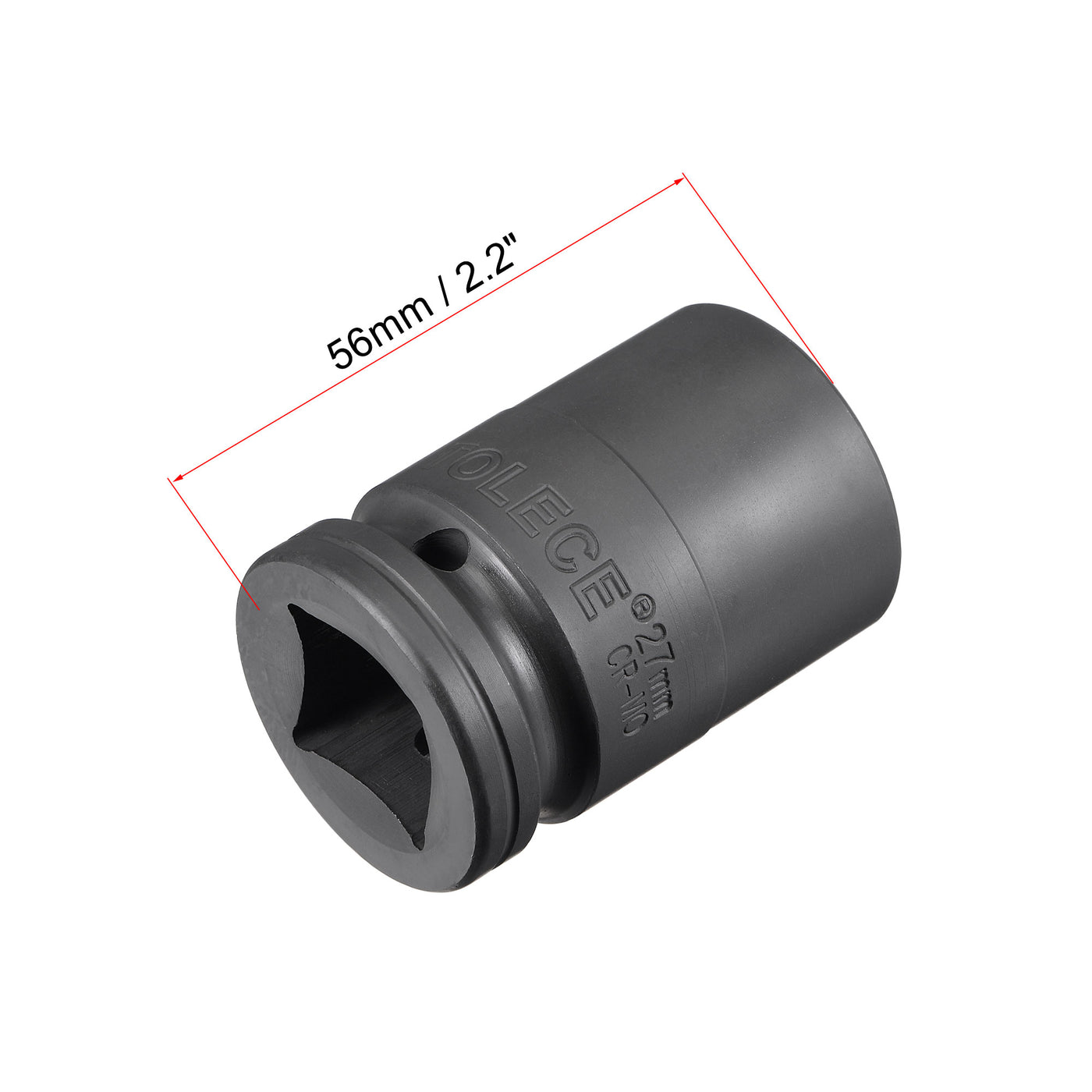 uxcell Uxcell 3/4" Drive 27mm 12-Point Impact Socket, CR-MO Steel 56mm Length, Standard Metric