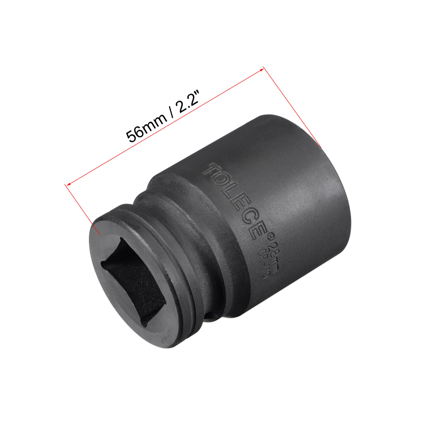 uxcell Uxcell 3/4" Drive 28mm 12-Point Impact Socket, CR-MO Steel 56mm Length, Standard Metric