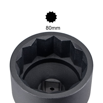 Harfington Uxcell 1-Inch Drive 80mm 12-Point Impact Socket, CR-MO Steel 100mm Length, Standard Metric Sizes