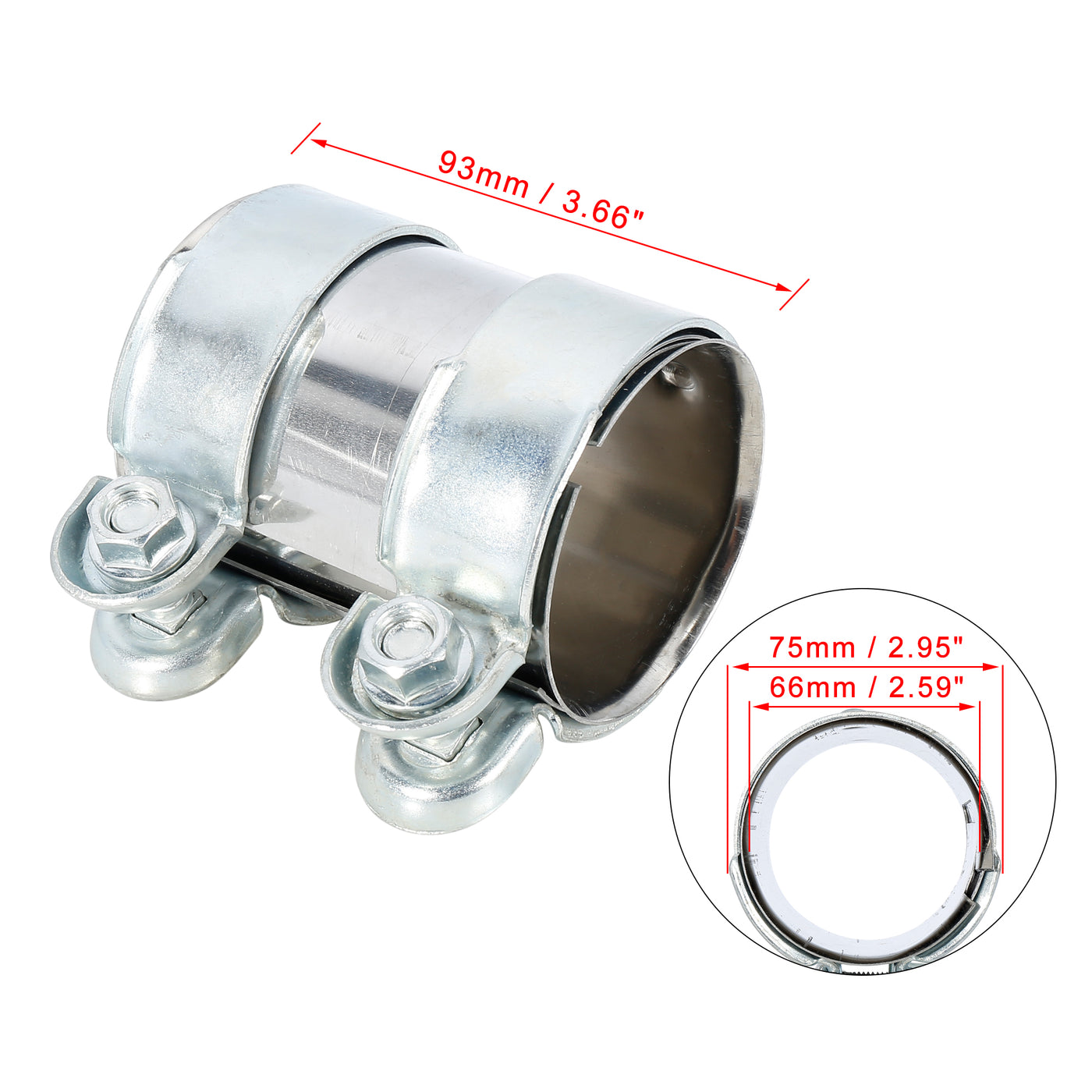 X AUTOHAUX Exhaust Pipe Sleeve Connector Clamp Coupler for Audi A3 A4 A5 66 x 93 mm