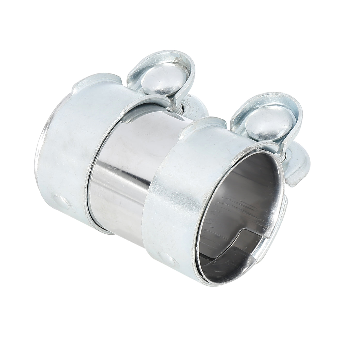 X AUTOHAUX Exhaust Pipe Sleeve Connector Clamp Coupler for Seat Toledo Ibiza 56 x 94 mm Silver Tone