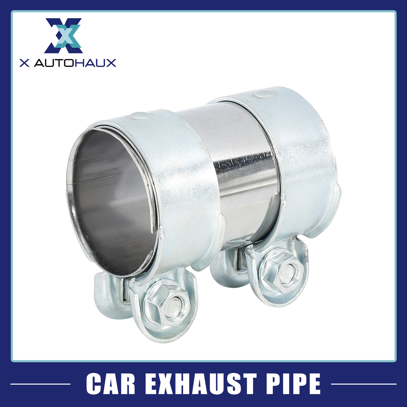 X AUTOHAUX Exhaust Pipe Sleeve Connector Clamp Coupler for Seat Toledo Ibiza 56 x 94 mm Silver Tone