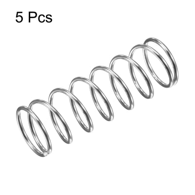 Harfington Uxcell 15mmx1.2mmx45mm 304 Stainless Steel Compression Spring 15.7N Load Capacity 5pcs
