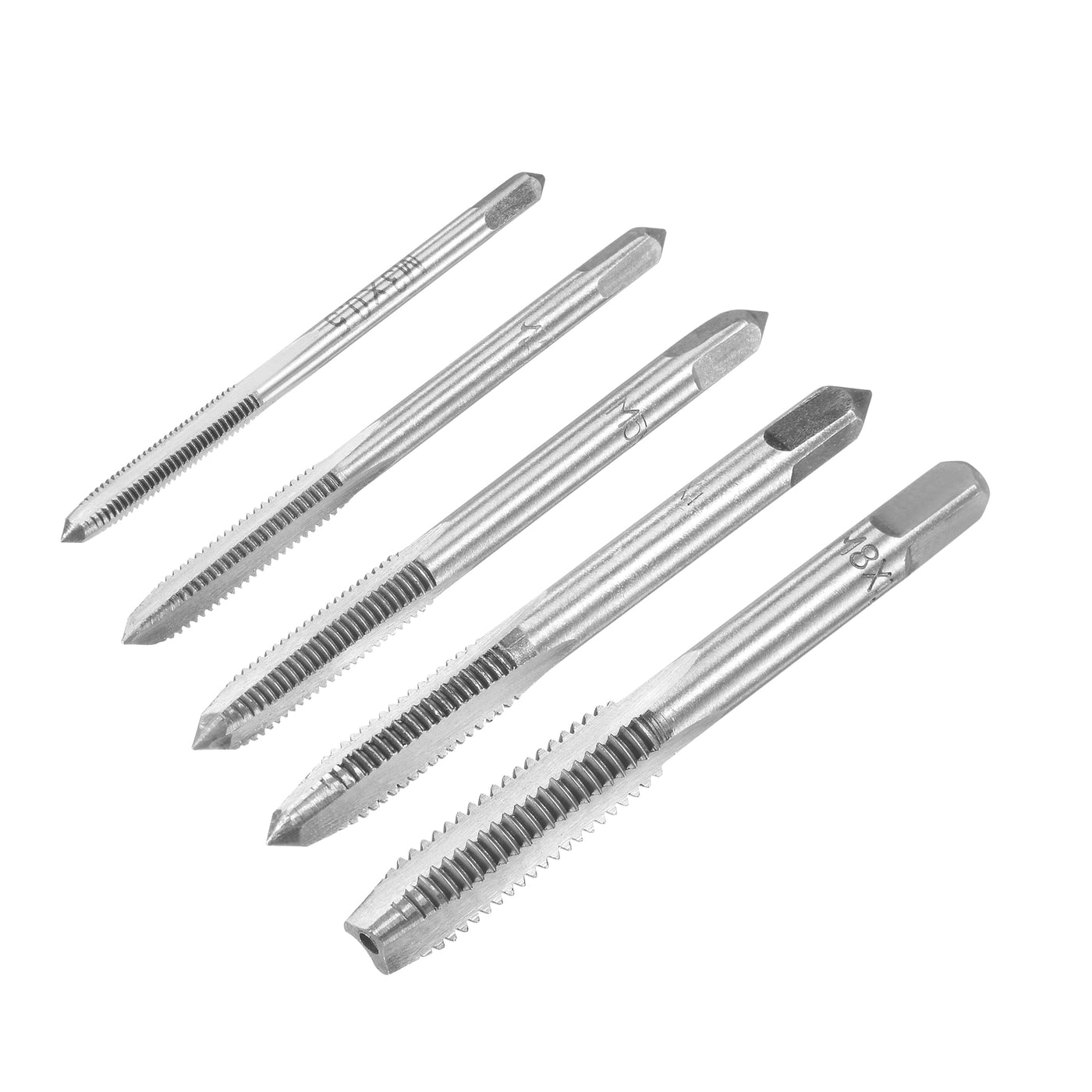 Uxcell Uxcell M3 M4 M5 M6 M8 Hand Threading Tap Set High Speed Steel Straight Flutes Metric Thread Screw Taps Bluing 5pcs
