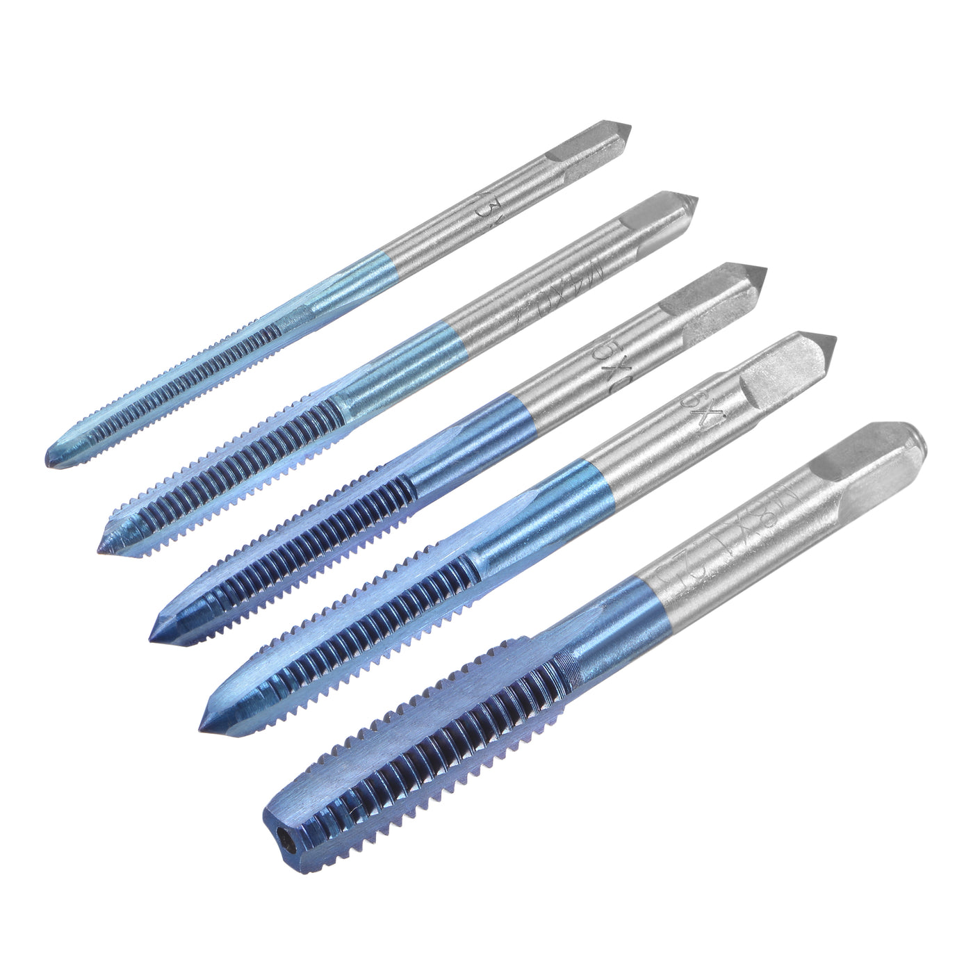 Uxcell Uxcell M3 M4 M5 M6 M8 Hand Threading Tap Set High Speed Steel Straight Flutes Metric Thread Screw Taps Bluing 5pcs