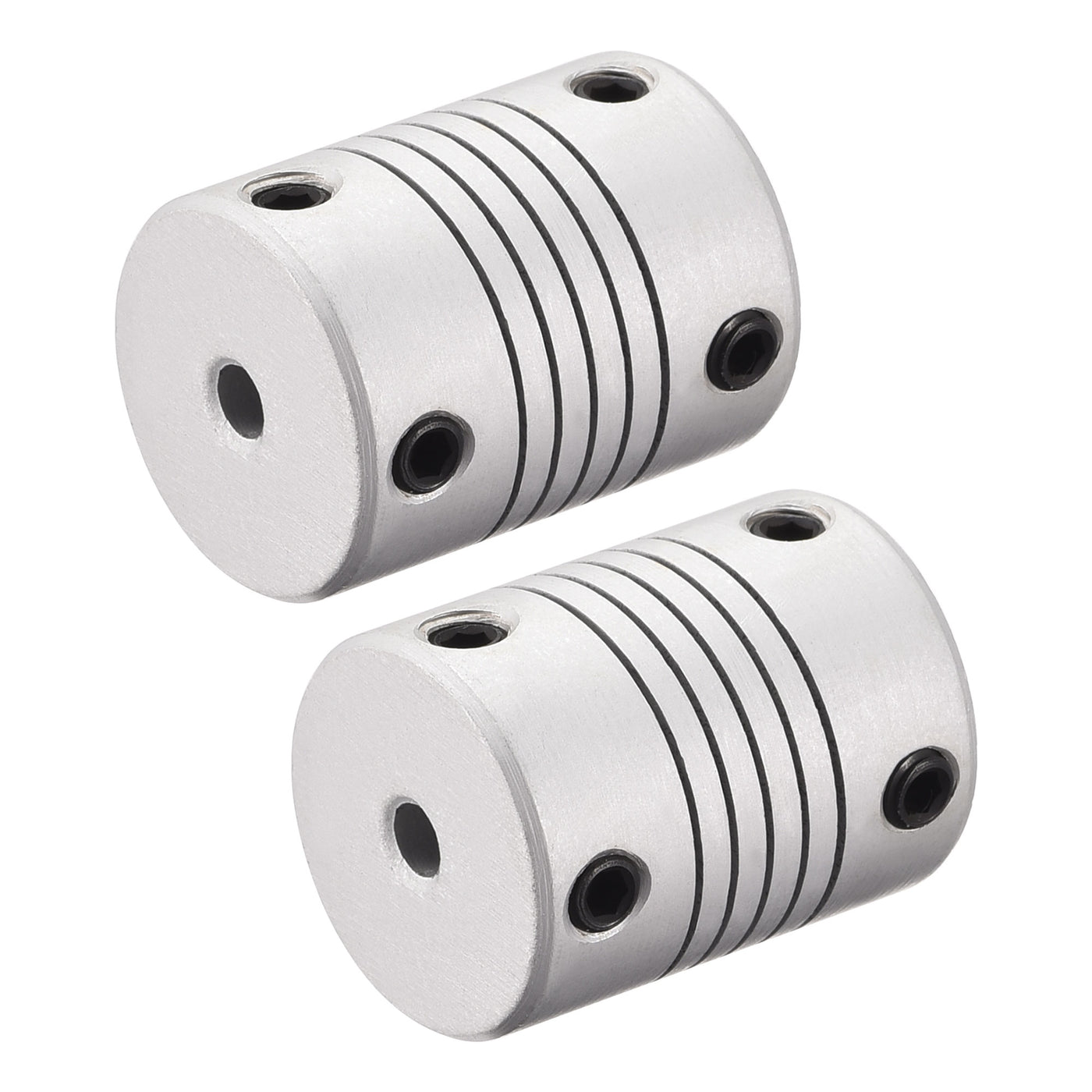 uxcell Uxcell 4mm to 8mm Aluminum Alloy Shaft Coupling Flexible Coupler L25xD19 Silver,2pcs