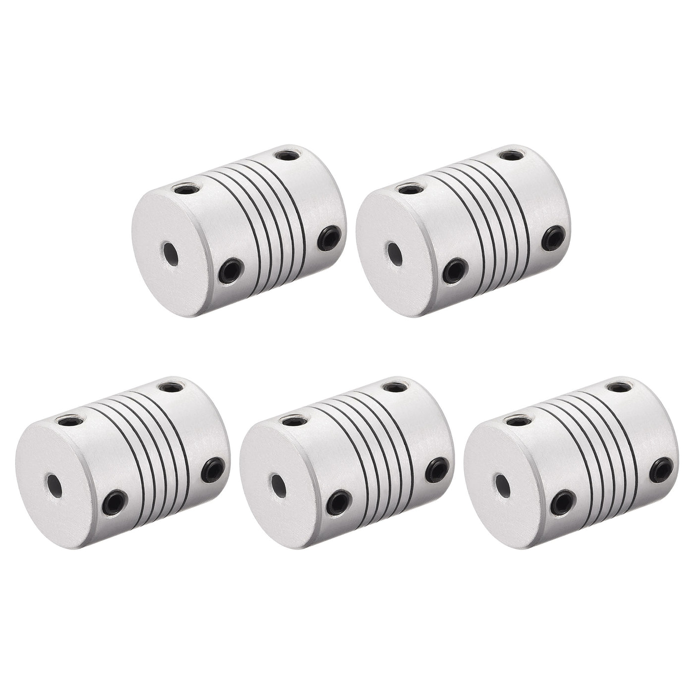 uxcell Uxcell 4mm to 6mm Aluminum Alloy Shaft Coupling Flexible Coupler L25xD19 Silver,5pcs