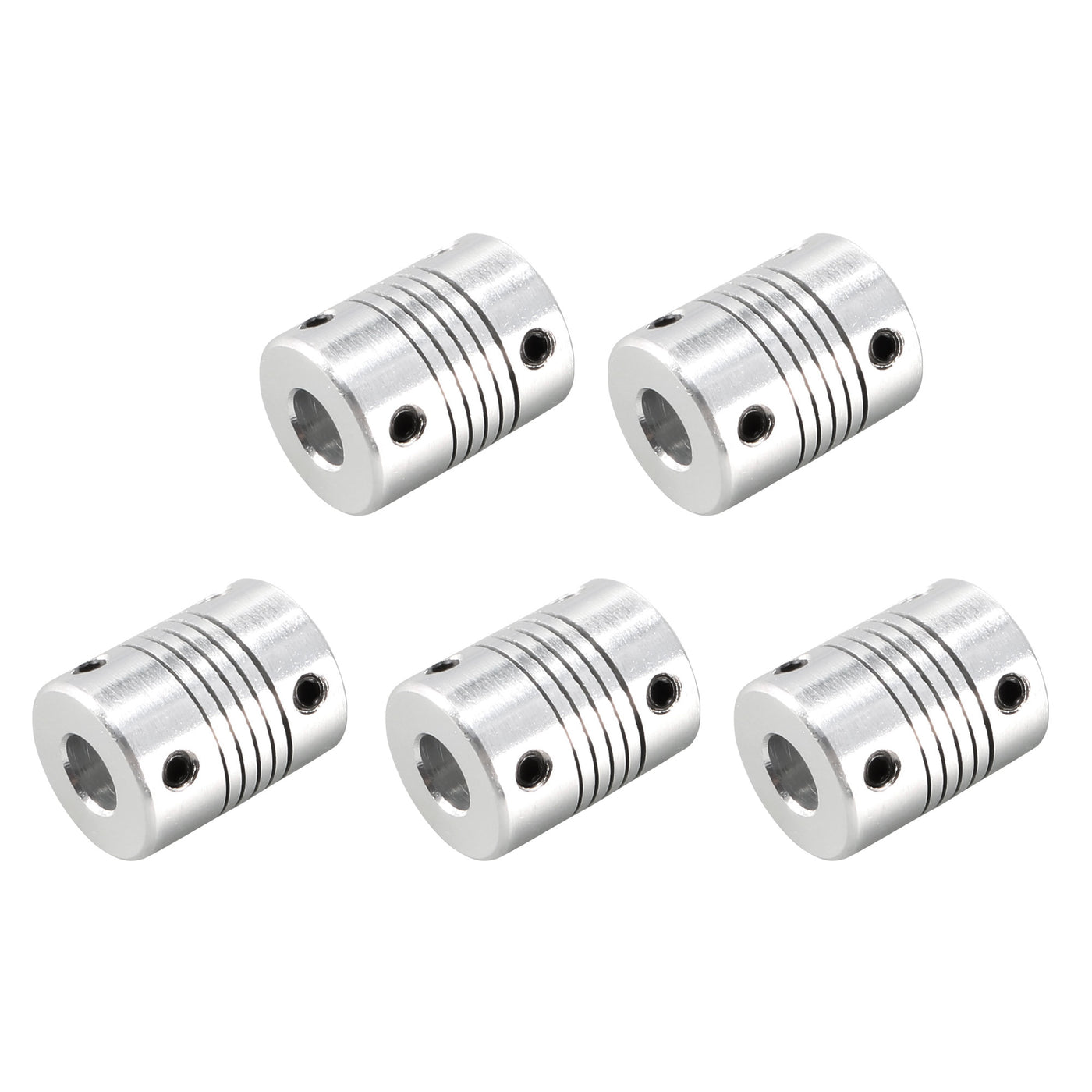 uxcell Uxcell 6.35mm to 8mm Aluminum Alloy Shaft Coupling Flexible Coupler L25xD19 Silver,5pcs