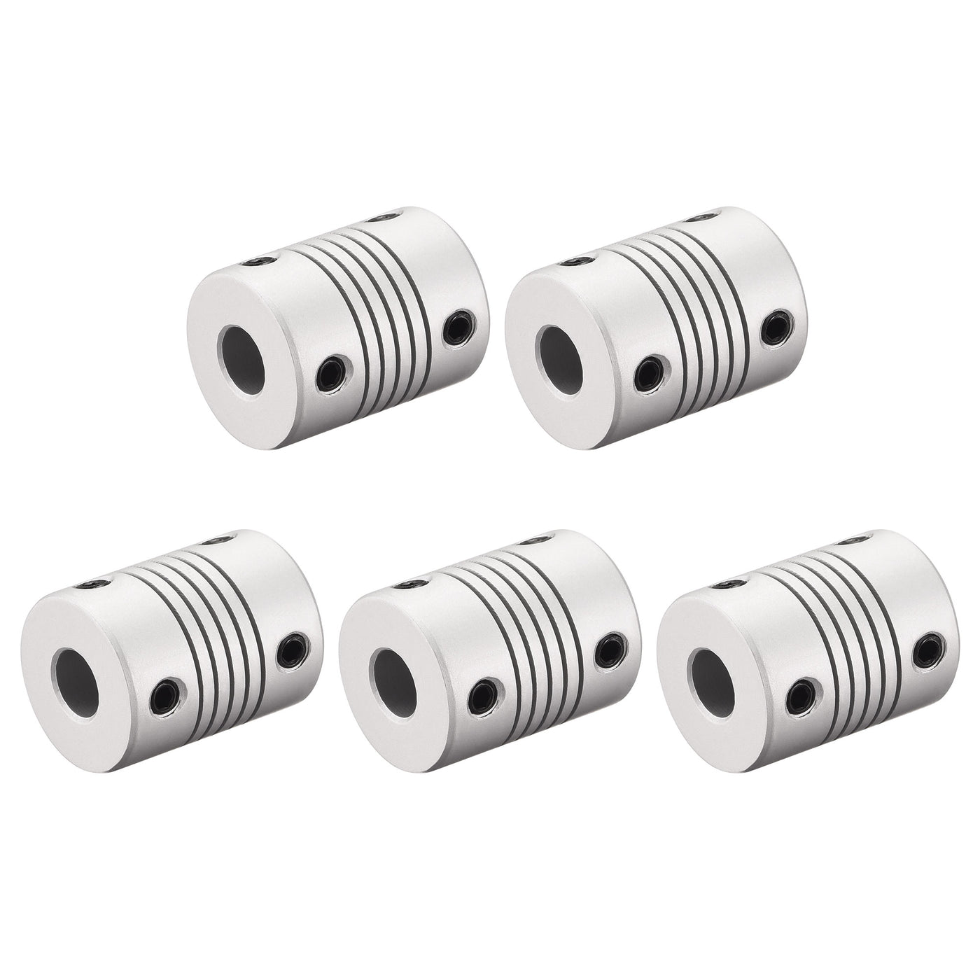 uxcell Uxcell 7mm to 7mm Aluminum Alloy Shaft Coupling Flexible Coupler L25xD19 Silver,5pcs