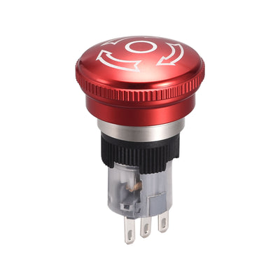 Harfington Uxcell 16mm Mounting Latching Emergency Stop Push Button Switch AC250V 5A 1NO 1NC