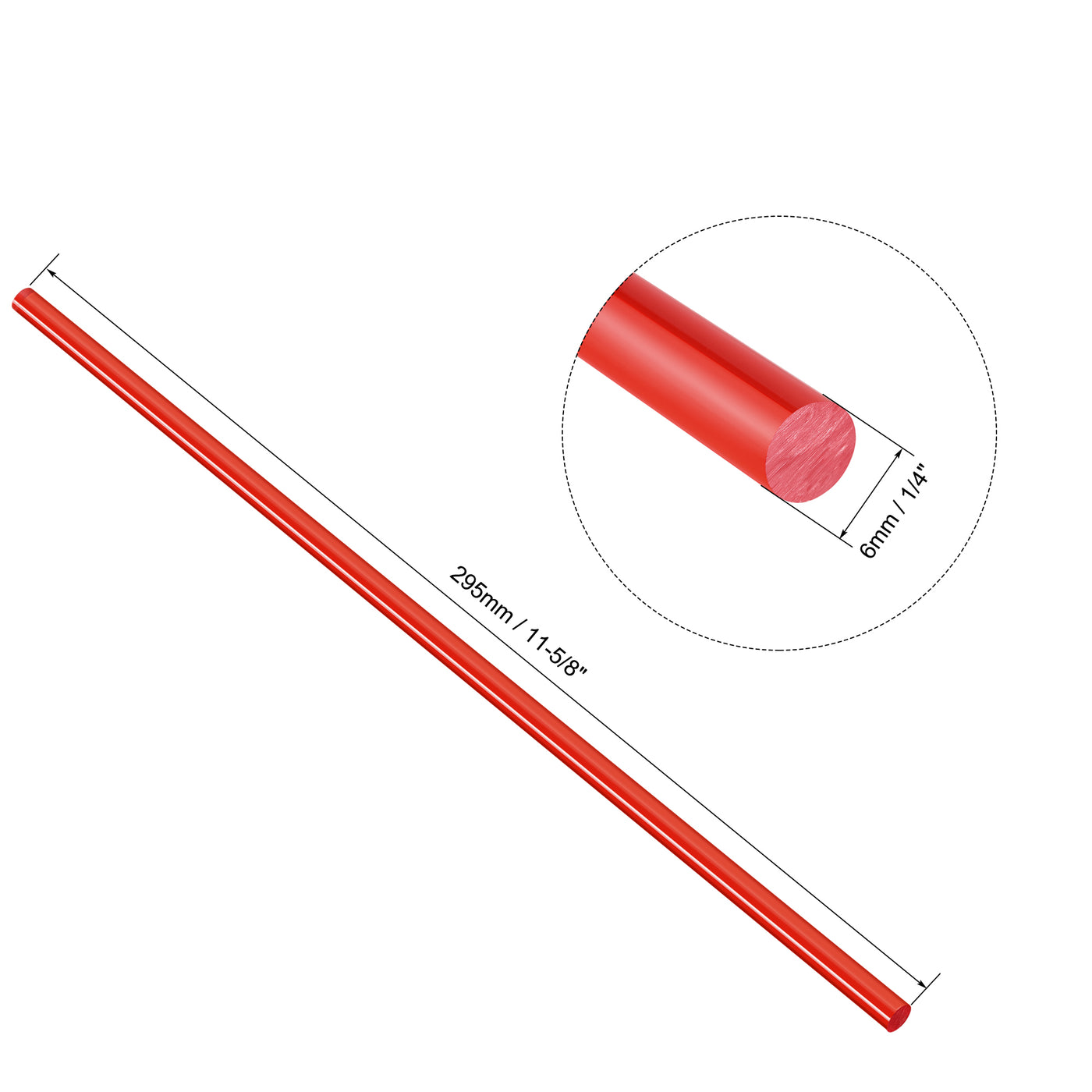 uxcell Uxcell Acrylic Round Rod,Colorful,1/4" Diameter 11-5/8" Length, Solid Plastic PMMA Bar Stick