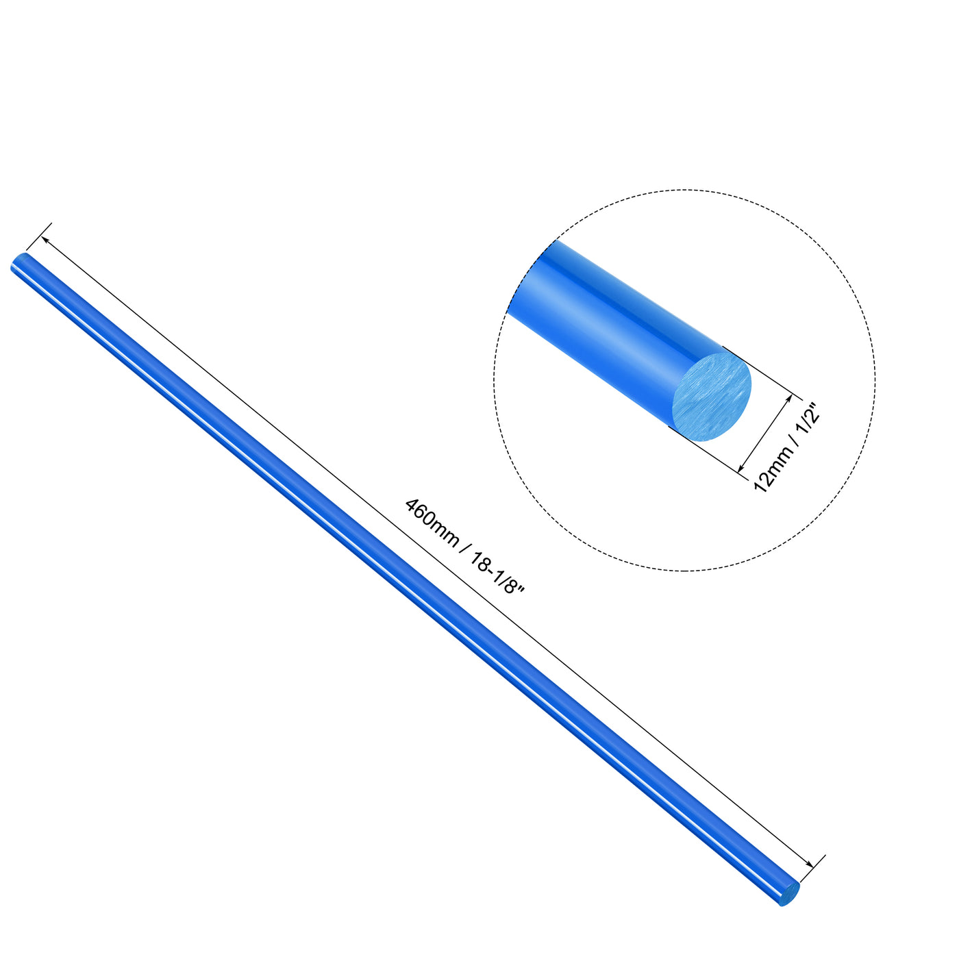 uxcell Uxcell Acrylic Round Rod, Blue,1/2" Diameter 18-1/8" Length, Solid Plastic PMMA Bar Stick 3pcs