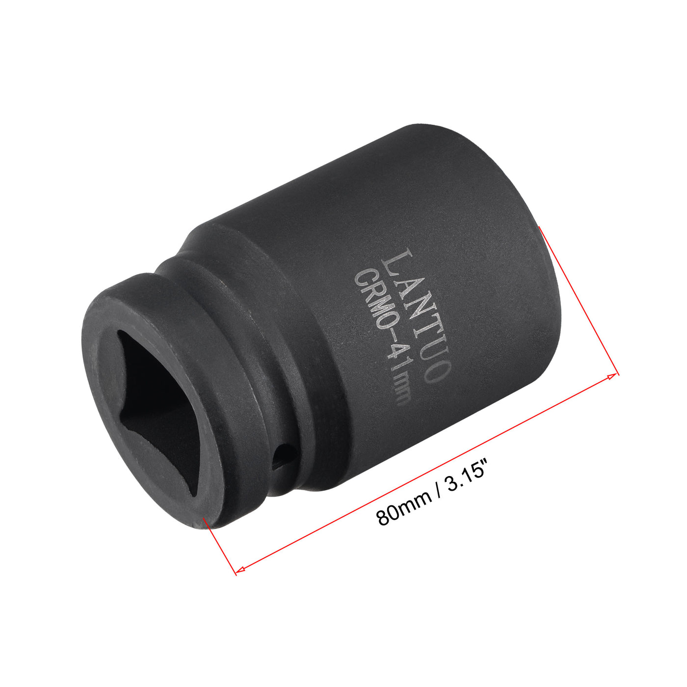 uxcell Uxcell 1" Drive by 41mm 6-Point Impact Socket, CR-MO 80mm Length, Standard Metric Sizes