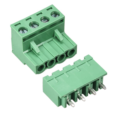 Harfington Uxcell 4 Pin 5.08mm Pitch Male Female PCB Screw Terminal Block 10 Sets