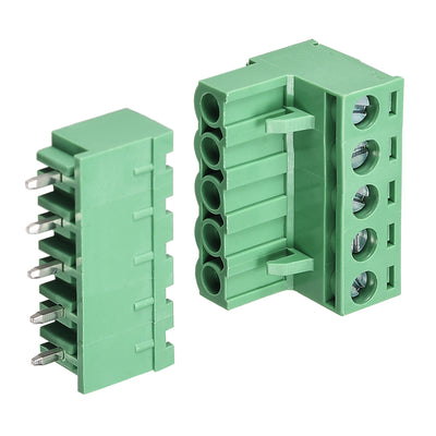 Harfington Uxcell 5 Pin 5.08mm Pitch Male Female PCB Screw Terminal Block 5 Sets