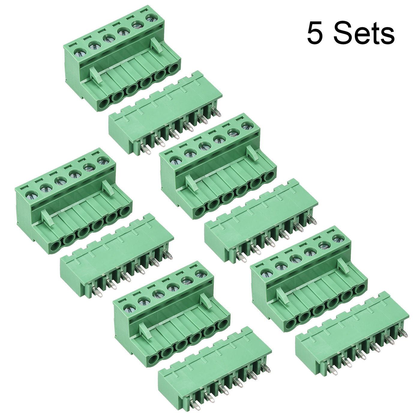 uxcell Uxcell 6 Pin 5.08mm Pitch Male Female PCB Screw Terminal Block 5 Sets
