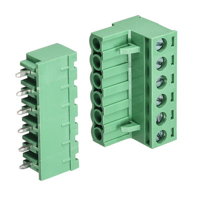 Harfington Uxcell 6 Pin 5.08mm Pitch Male Female PCB Screw Terminal Block 5 Sets