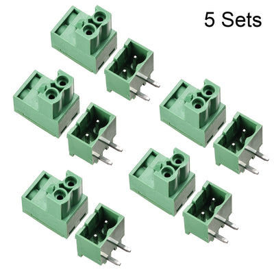Harfington Uxcell 2-Pin 5.08mm Pitch Right Angle PCB Screw Terminal Block Connector 5 Sets
