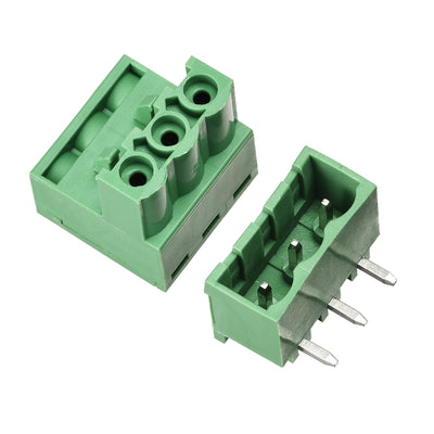 Harfington Uxcell 3-Pin 5.08mm Pitch Right Angle PCB Screw Terminal Block Connector 5 Sets
