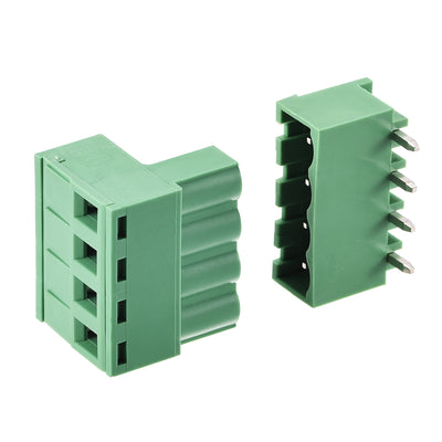 Harfington Uxcell 4-Pin 5.08mm Pitch Right Angle PCB Screw Terminal Block Connector 10 Sets
