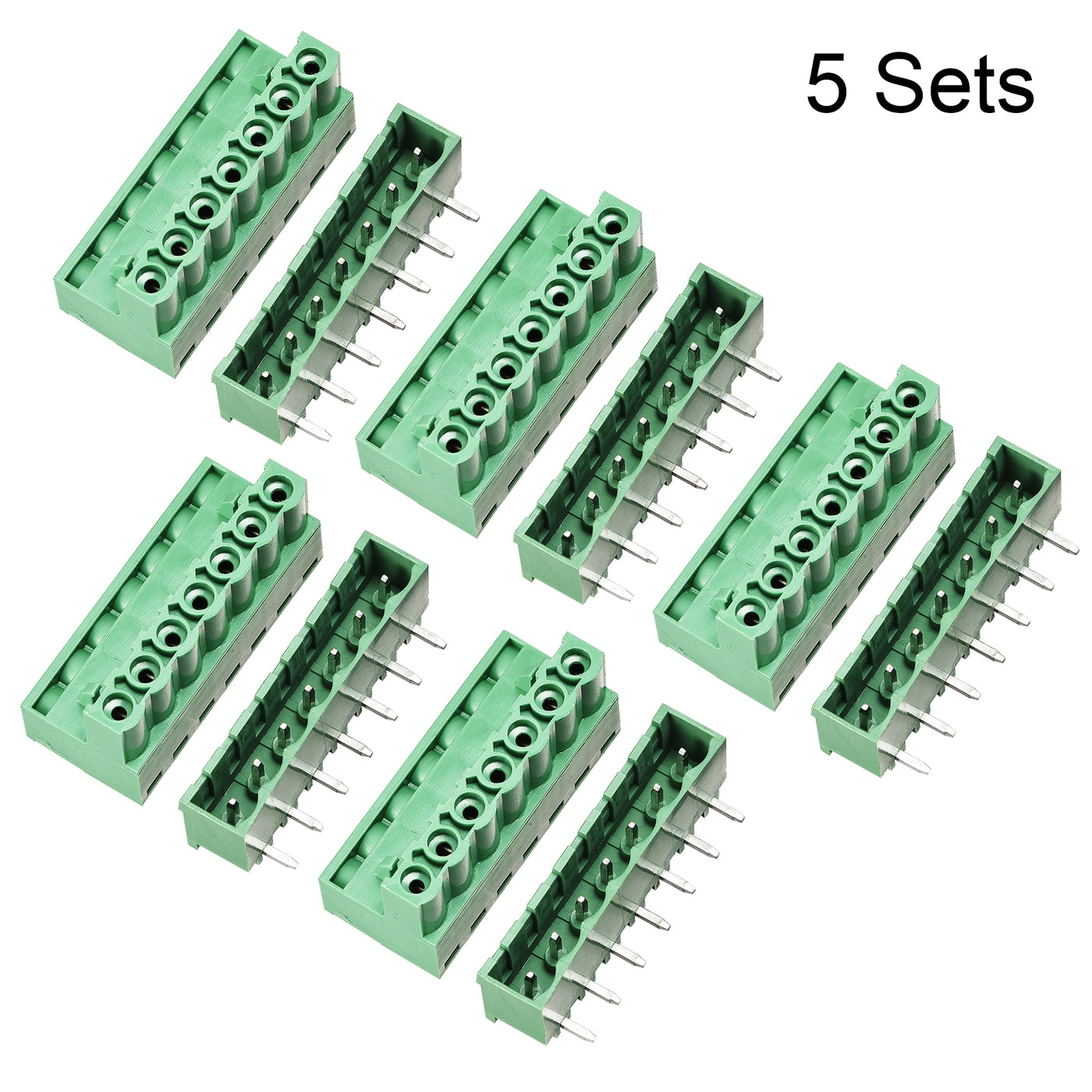 uxcell Uxcell 7-Pin 5.08mm Pitch Right Angle PCB Screw Terminal Block Connector 5 Sets