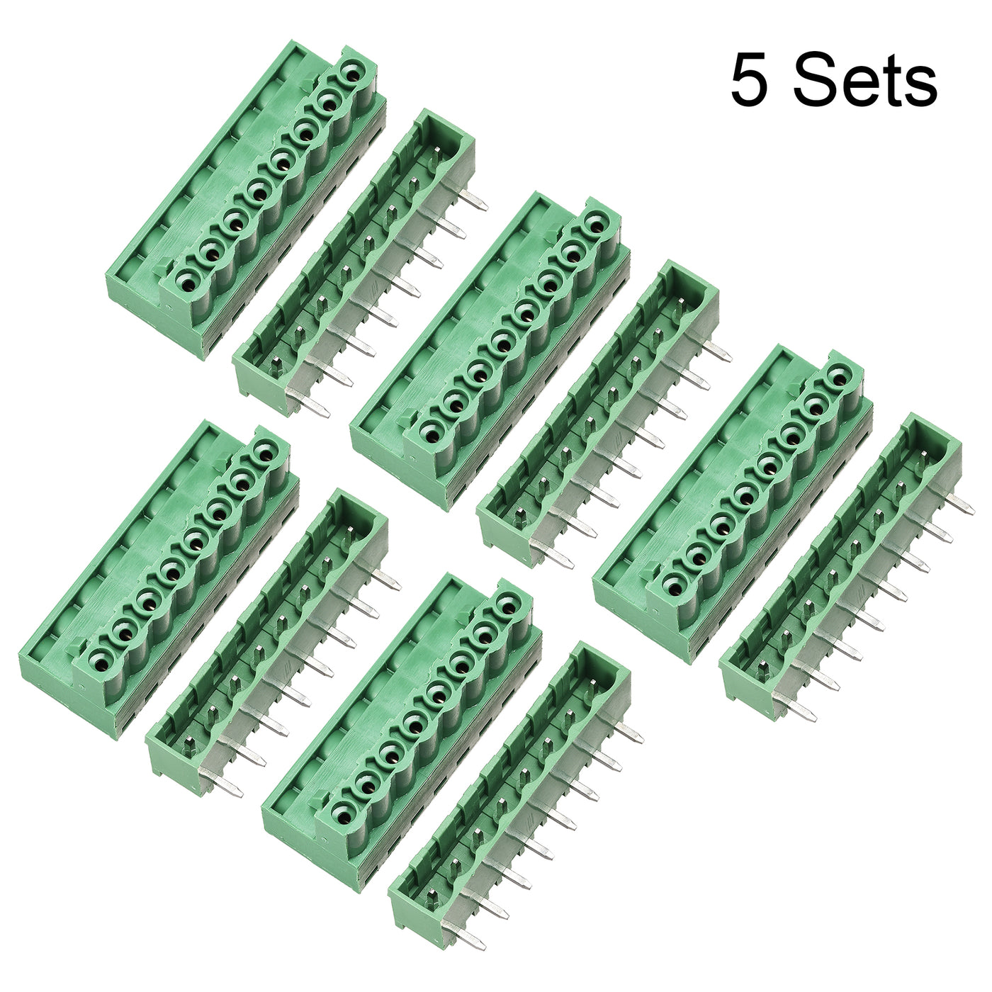 uxcell Uxcell 8-Pin 5.08mm Pitch Right Angle PCB Screw Terminal Block Connector 5 Sets