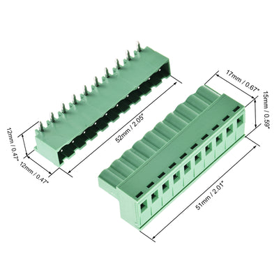 Harfington Uxcell 10-Pin 5.08mm Pitch Right Angle PCB Screw Terminal Block Connector 10 Sets