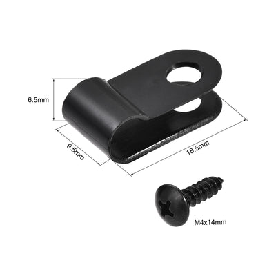 Harfington Uxcell 5.3mm Nylon R Type Cable Clip Wire Clamp with Screws Black 50pcs