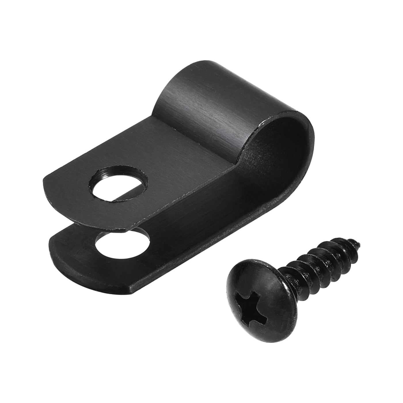 uxcell Uxcell 8.4mm Nylon R Type Cable Clip Wire Clamp with Screws Black 50pcs