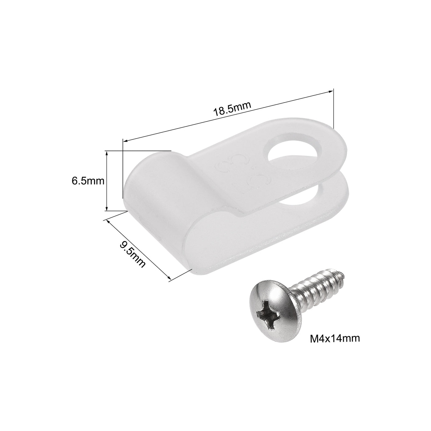 uxcell Uxcell 5.3mm Nylon R Type Cable Clip Wire Clamp with Screws White 50pcs