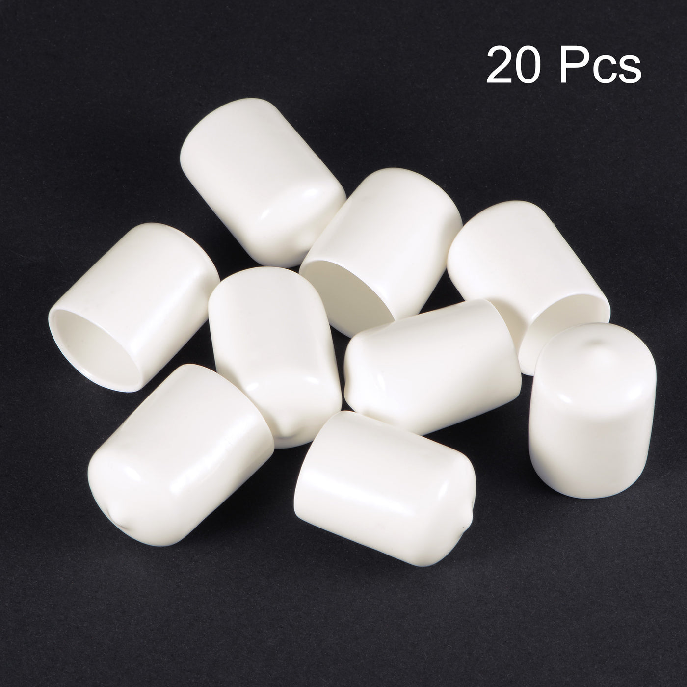 uxcell Uxcell 20pcs Round Rubber End Caps 3/4"(19mm) White Vinyl Cover Screw Thread Protectors