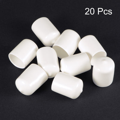 Harfington Uxcell 20pcs Round Rubber End Caps 3/4"(19mm) White Vinyl Cover Screw Thread Protectors