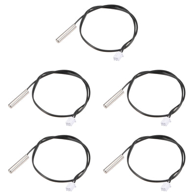 Harfington Uxcell 5pcs 5K Temperature Sensor Probe, Stainless Steel NTC Thermal Sensor Probe 30cm Digital Thermometer Extension Cable
