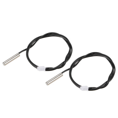 Harfington Uxcell 2pcs 5K Temperature Sensor Probe, Stainless Steel NTC Thermal Sensor Probe 50cm Digital Thermometer Extension Cable