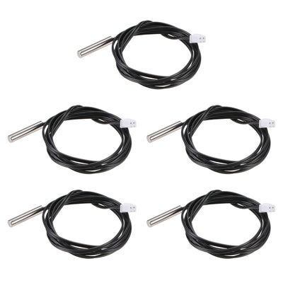 Harfington Uxcell 5pcs 5K Temperature Sensor Probe, Stainless Steel NTC Thermal Sensor Probe 3.3ft Digital Thermometer Extension Cable