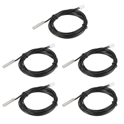 Harfington Uxcell 5pcs 5K Temperature Sensor Probe, Stainless Steel NTC Thermal Sensor Probe 6.6ft Digital Thermometer Extension Cable