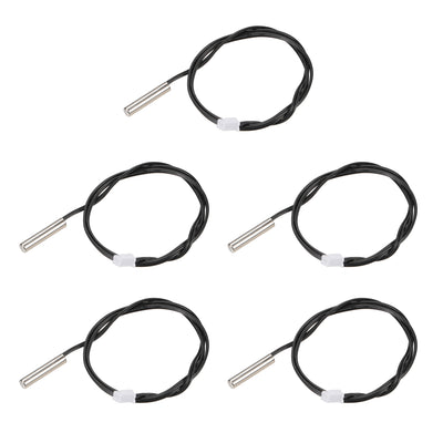 Harfington Uxcell 5pcs 10K Temperature Sensor Probe, Stainless Steel NTC Thermal Sensor Probe 50cm Digital Thermometer Extension Cable