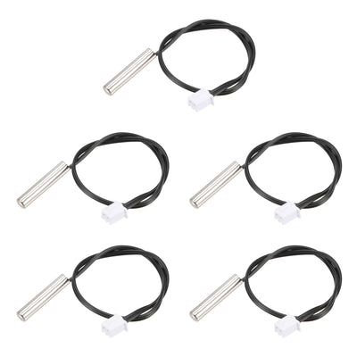 Harfington Uxcell 5pcs 20K Temperature Sensor Probe, Stainless Steel NTC Thermal Sensor Probe 200mm Digital Thermometer Extension Cable