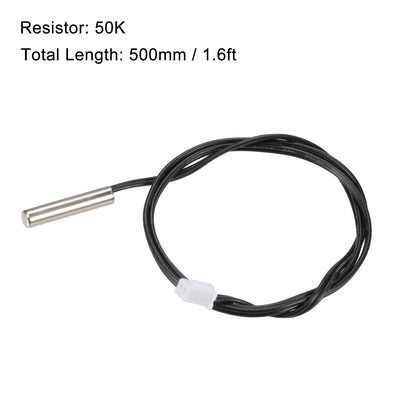 Harfington Uxcell 2pcs 50K Temperature Sensor Probe, Stainless Steel NTC Thermal Sensor Probe 50cm Digital Thermometer Extension Cable
