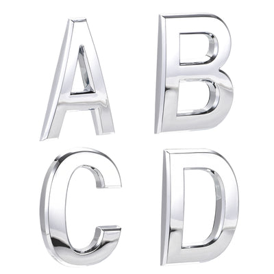 Harfington Uxcell Self Adhesive House Letter, 2.76 Inch ABS Plastic Letter ABCD for Home Hotel Mailbox Address Sign Silver Tone 1 Set
