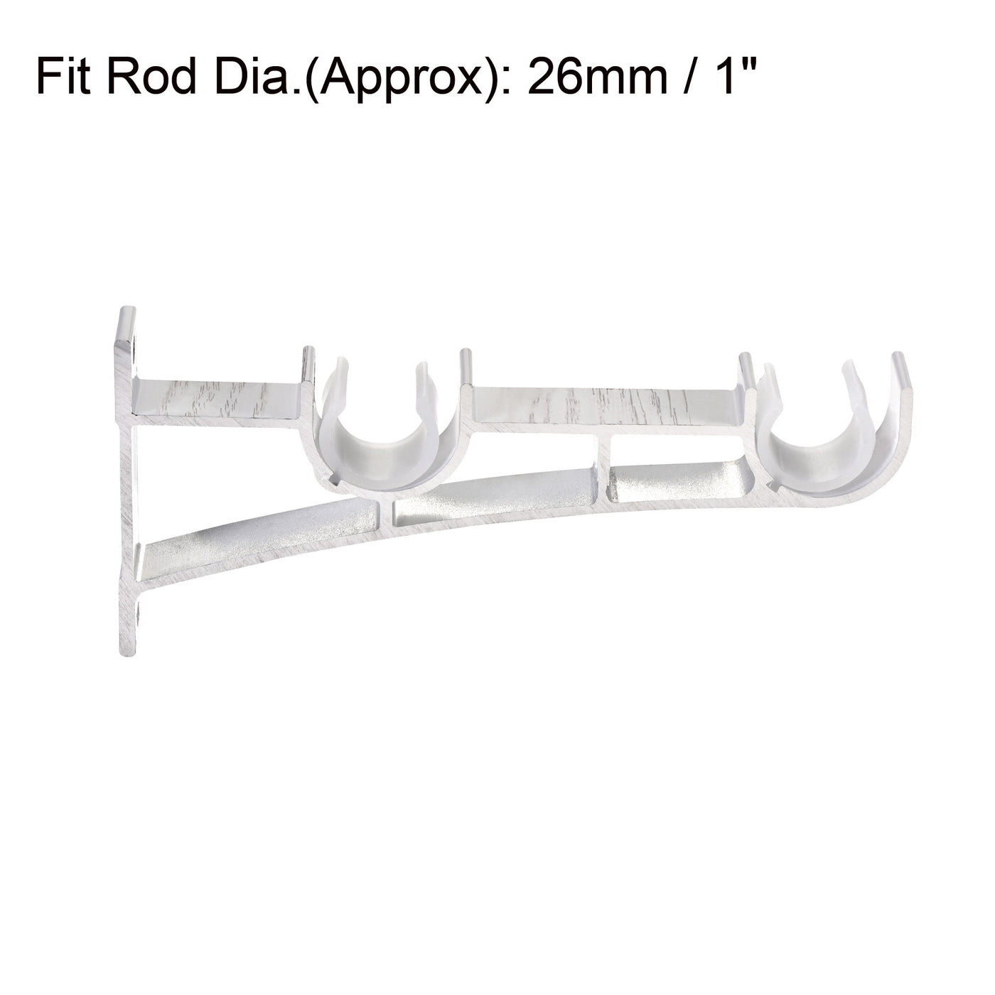 uxcell Uxcell Curtain Rod Bracket, 2pcs Fit for 1" Dia. Drapery Rod Aluminum Alloy Holder Brackets, 7.9" Long White with Screws