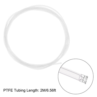 Harfington Uxcell PTFE Tubing Hose High Temperature Multifunctional Pipe Transparent 1mm/0.04''ID x 2mm/0.08''OD x 6.56ft with Tube Cutter