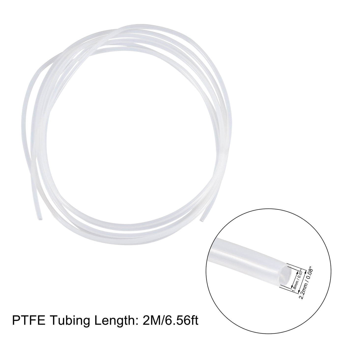 uxcell Uxcell PTFE Tubing Hose High Temperature Multifunctional Pipe White 1.8mm/0.07''ID x 2.2mm/0.08''OD x 6.56ft with Tube Cutter