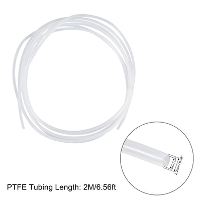 Harfington Uxcell PTFE Tubing Hose High Temperature Multifunctional Pipe White 1.8mm/0.07''ID x 2.2mm/0.08''OD x 6.56ft with Tube Cutter