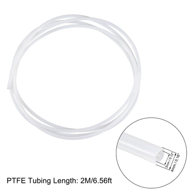 Harfington Uxcell PTFE Tubing Hose High Temperature Multifunctional Pipe White 3mm/0.12''ID x 4mm/0.16''OD x 6.56ft with Tube Cutter