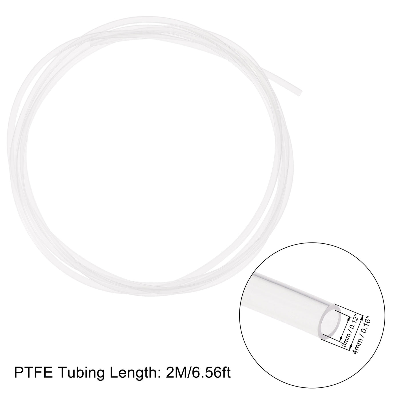 uxcell Uxcell PTFE Tubing Hose High Temperature Multifunctional Transparent White 3mm/0.12''ID x 4mm/0.16''OD x 6.56ft with Tube Cutter