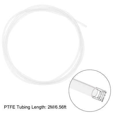 Harfington Uxcell PTFE Tubing Hose High Temperature Multifunctional Transparent White 3mm/0.12''ID x 4mm/0.16''OD x 6.56ft with Tube Cutter