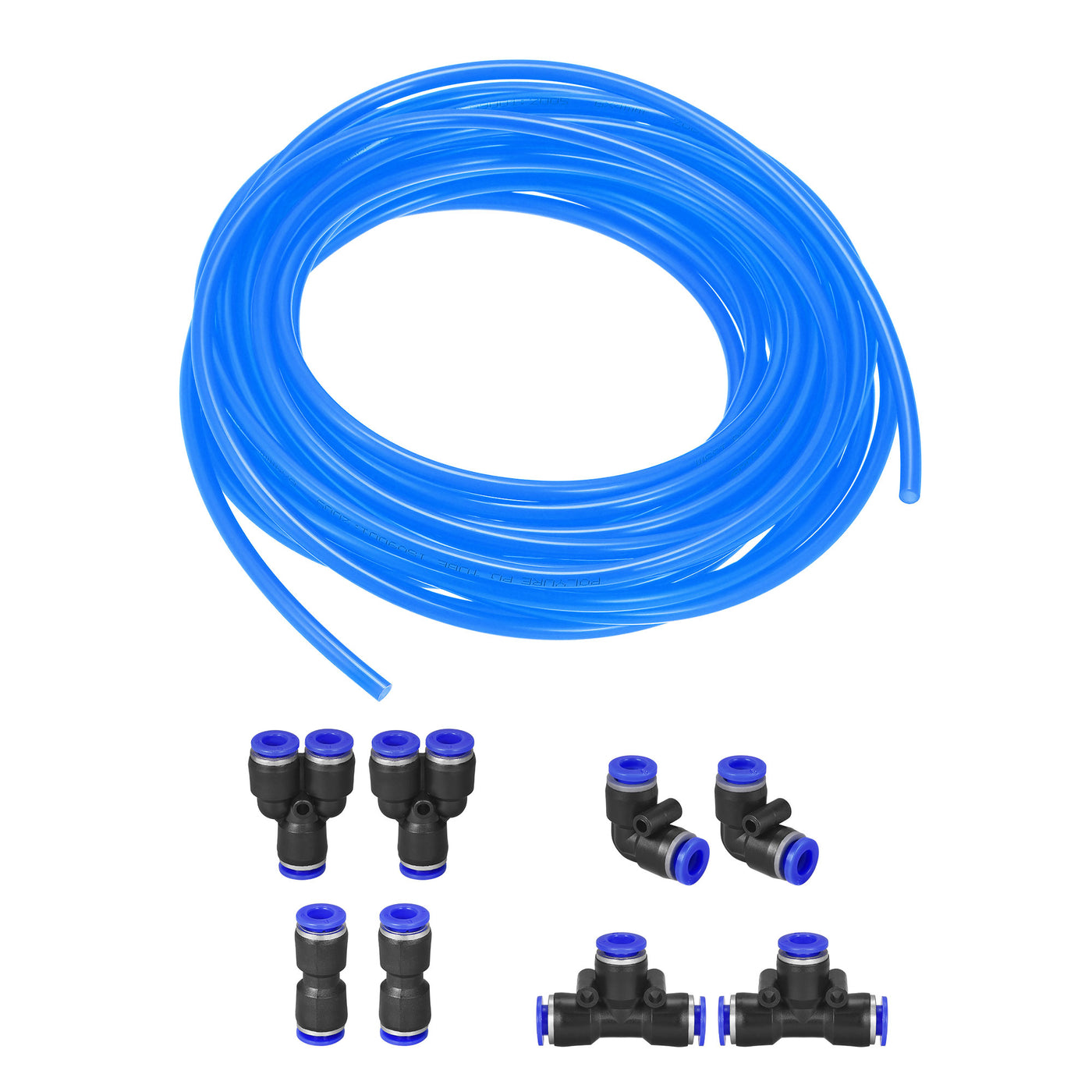 uxcell Uxcell Pneumatic Air Hose Tubing Air Compressor Tube 4mm/0.16''ID x 6mm/0.23''OD x 10m/32.8Ft Polyurethane Pipe Blue with Connect Fitting Kit
