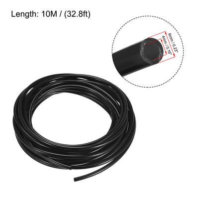 Harfington Uxcell Pneumatic Air Hose Tubing PU Air Compressor Tube 4mm/0.16''ID x 6mm/0.23''OD x 10m/32.8Ft Polyurethane Pipe Black with Connect Fitting Kit